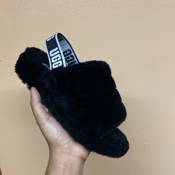 UGG Fluff Yeah Sandals “Black White” - Picture 8 of 16